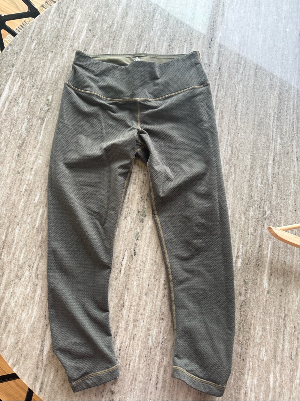Prana Textured Olive Green Cropped Leggings